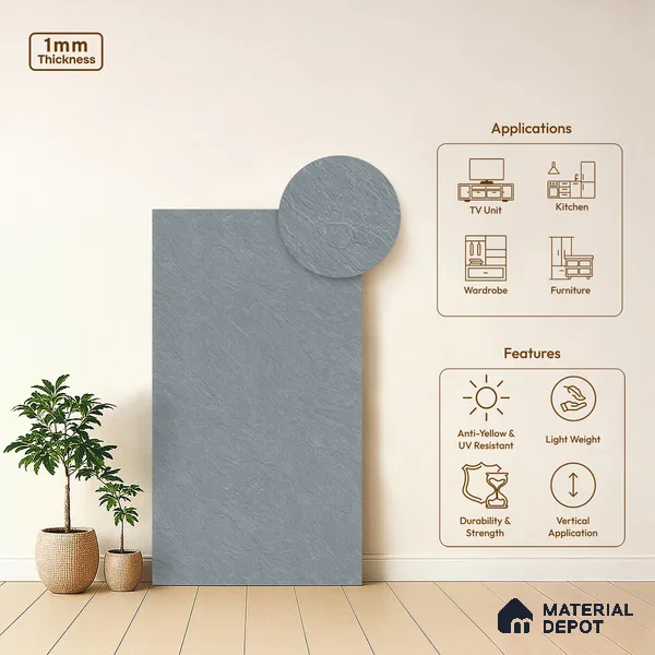 Stone Look LM 13881 8 ft x 4 ft Matte Finish Decorative Laminate - 1 mm | Suitable for TV Unit, Wardrobe, Kitchen Cabinets