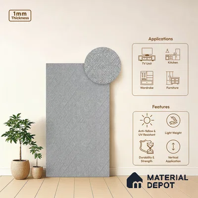 Grey Cement Look LM 13884 8 ft x 4 ft High Gloss Finish Decorative Laminate - 1 mm | Suitable for TV Unit, Wardrobe, Kitchen Cabinets