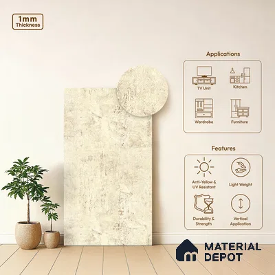Stone Look LM 13886 8 ft x 4 ft Texture Finish Decorative Laminate - 1 mm | Suitable for TV Unit, Wardrobe, Kitchen Cabinets