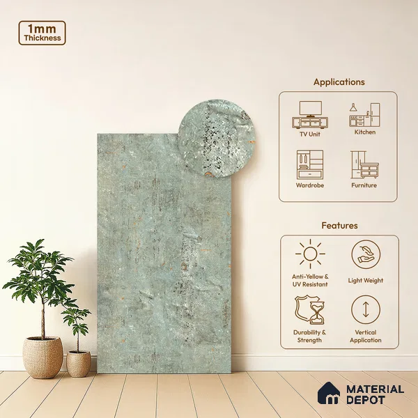 Stone Look LM 13887 8 ft x 4 ft Texture Finish Decorative Laminate - 1 mm | Suitable for TV Unit, Wardrobe, Kitchen Cabinets