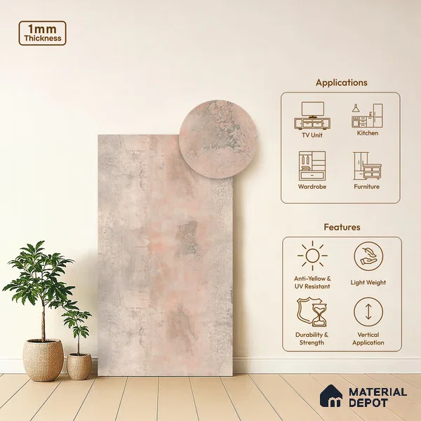 Stone Look LM 13888 8 ft x 4 ft Texture Finish Decorative Laminate - 1 mm | Suitable for TV Unit, Wardrobe, Kitchen Cabinets
