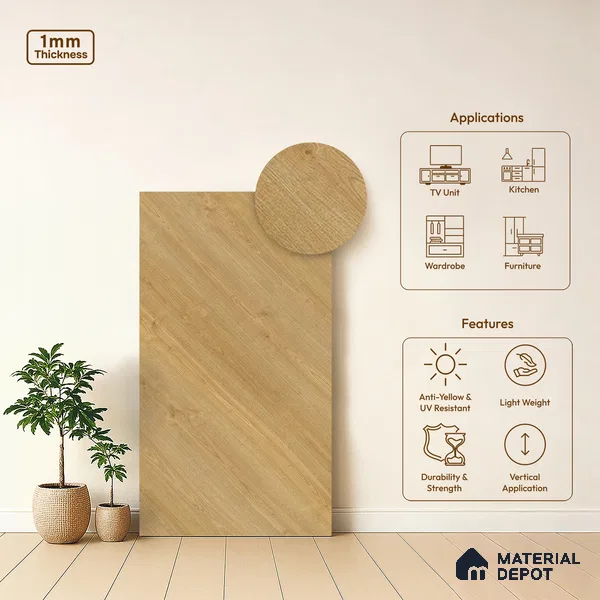 Wooden Look LM 13893 Classiac Cedar 8 ft x 4 ft Texture Finish Decorative Laminate - 1 mm | Suitable for TV Unit, Wardrobe, Kitchen Cabinets