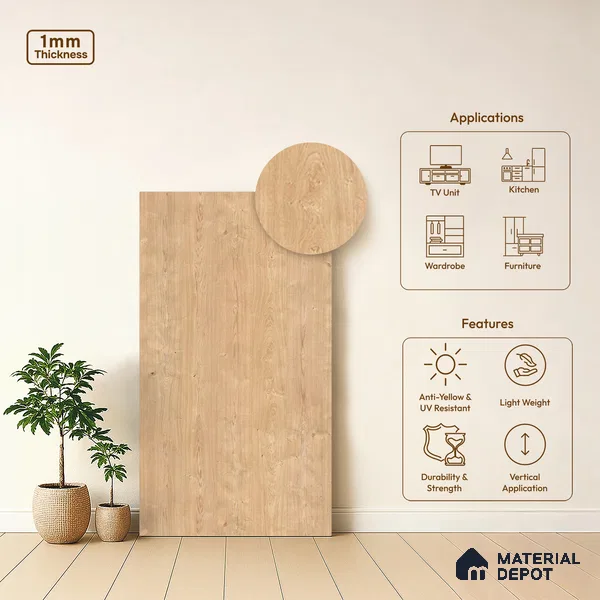 Wooden Look LM 13901 118 Classy Novoceno Pine 8 ft x 4 ft Texture Finish Decorative Laminate - 1 mm | Suitable for TV Unit, Wardrobe, Kitchen Cabinets
