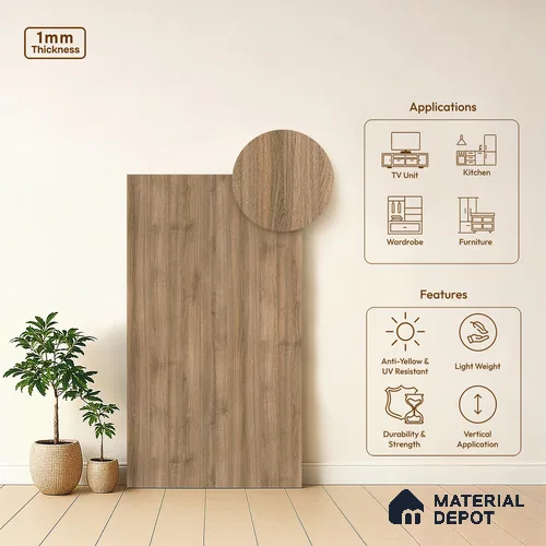 Wooden Look LM 13910 8 ft x 4 ft Texture Finish Decorative Laminate - 1 mm | Suitable for TV Unit, Wardrobe, Kitchen Cabinets