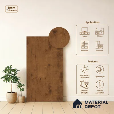 Wooden Look LM 13933 8 ft x 4 ft Texture Finish Decorative Laminate - 1 mm | Suitable for TV Unit, Wardrobe, Kitchen Cabinets