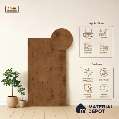 Wooden Look LM 13941 8 ft x 4 ft Texture Finish Decorative Laminate - 1 mm | Suitable for TV Unit, Wardrobe, Kitchen Cabinets