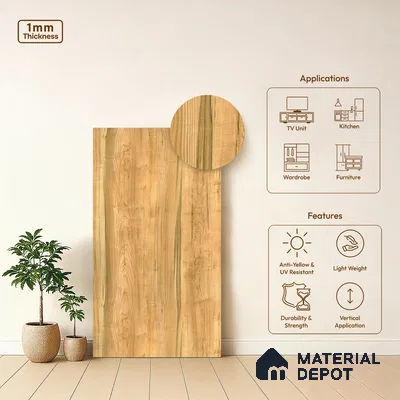 Wooden Look LM 13951 8 ft x 4 ft Texture Finish Decorative Laminate - 1 mm | Suitable for TV Unit, Wardrobe, Kitchen Cabinets