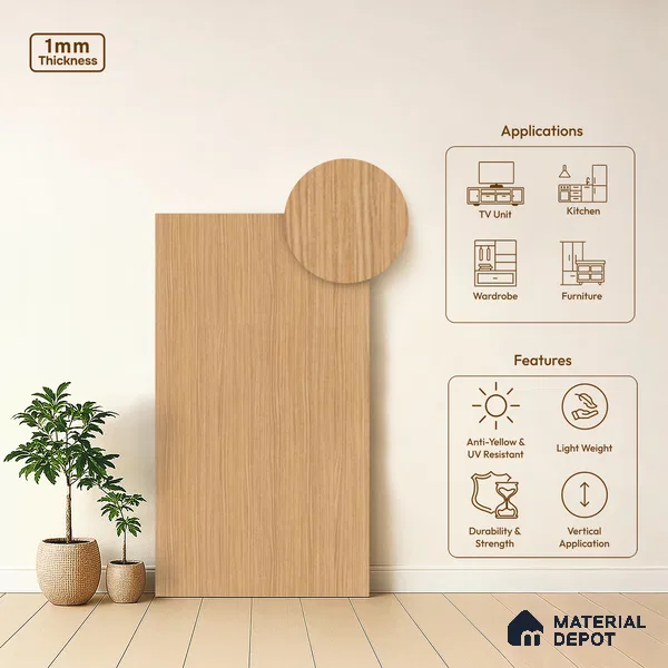 Wooden Look LM 17413 Riva Mille 10 ft x 4 ft Texture Finish Decorative Laminate - 1 mm | Suitable for TV Unit, Wardrobe, Kitchen Cabinets