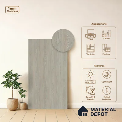 Wooden Look LM 17426 Smoked Binca Pecan 10 ft x 4 ft Suede Finish Decorative Laminate - 1 mm | Suitable for TV Unit, Wardrobe, Kitchen Cabinets