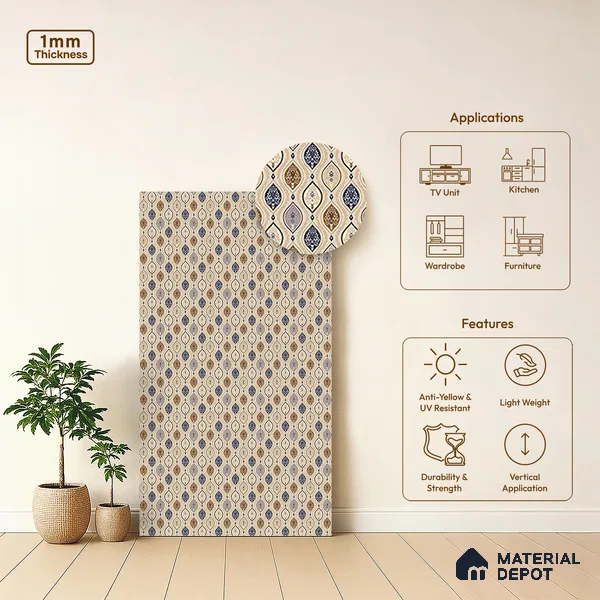 Patterned Look LM 21329 8 ft x 4 ft Texture Finish Decorative Laminate - 1 mm | Suitable for Bedroom, TV Unit, Wardrobe