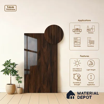 Wooden Fluted LM 21342 8 ft x 4 ft Glossy Finish Decorative Laminate - 1 mm | Suitable for TV Unit,Wardrobe, Kitchen Cabinets