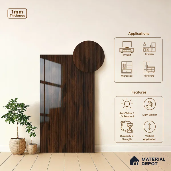 Wooden Fluted LM 21342 8 ft x 4 ft Glossy Finish Decorative Laminate - 1 mm | Suitable for TV Unit,Wardrobe, Kitchen Cabinets