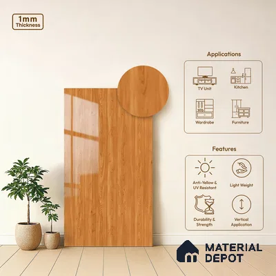 Wooden Look LM 21353 Crown Woody 8 ft x 4 ft Texture Finish Decorative Laminate - 1 mm | Suitable for TV Unit, Wardrobe, Kitchen Cabinets