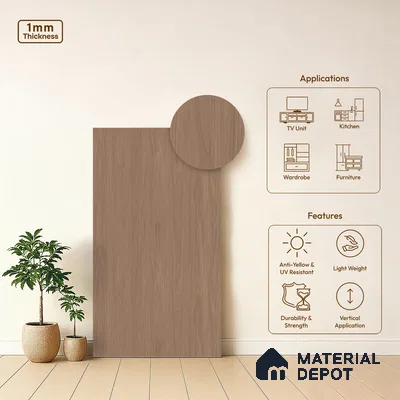 Wooden Look LM 21364 Monarchial Walnut 8 ft x 4 ft Texture Finish Decorative Laminate - 1 mm | Suitable for TV Unit, Wardrobe, Kitchen Cabinets
