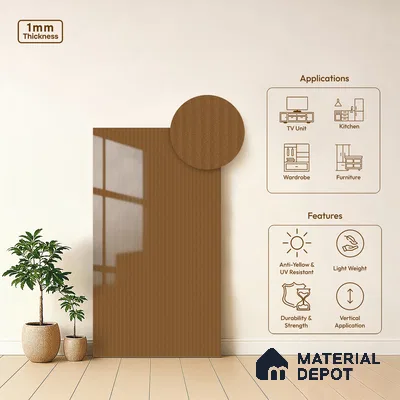 Wooden Fluted LM 21366 8 ft x 4 ft High Gloss Finish Decorative Laminate - 1 mm | Suitable for TV Unit,Wardrobe, Kitchen Cabinets