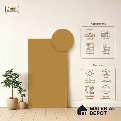Brown Solid Colors Look LM 21377 8 ft x 4 ft Texture Finish Decorative Laminate - 1 mm | Suitable for TV Unit, Wardrobe, Kitchen Cabinets