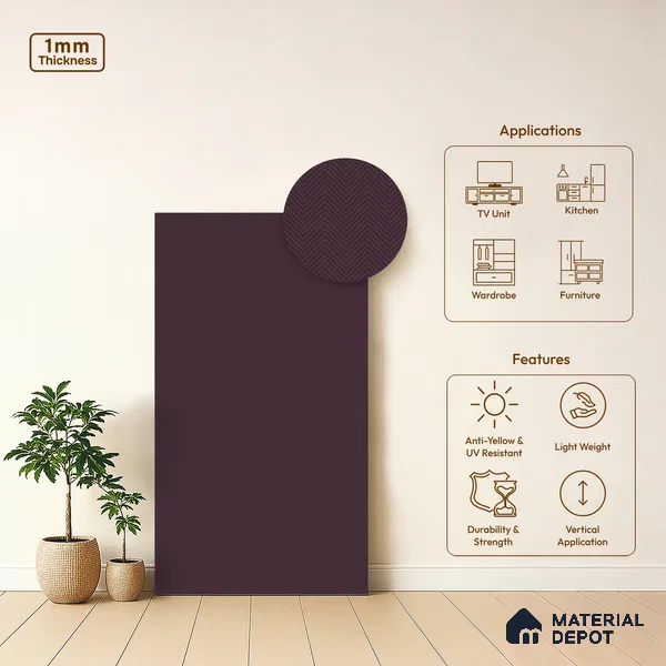 Patterned Look LM 21379 8 ft x 4 ft Texture Finish Decorative Laminate - 1 mm | Suitable for Bedroom, TV Unit, Wardrobe