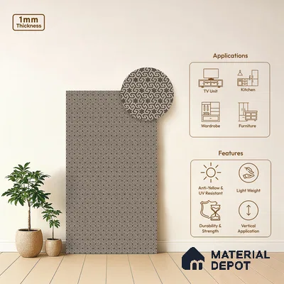 Patterned Look LM 21402 8 ft x 4 ft Texture Finish Decorative Laminate - 1 mm | Suitable for Bedroom, TV Unit, Wardrobe