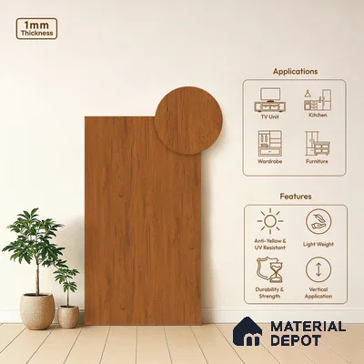 Wooden Look LM 21405 Canadian Maple 8 ft x 4 ft Texture Finish Decorative Laminate - 1 mm | Suitable for TV Unit, Wardrobe, Kitchen Cabinets