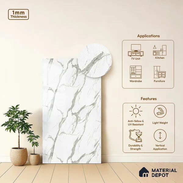 Stone Look LM 21438 8 ft x 4 ft Matte Finish Decorative Laminate - 1 mm | Suitable for TV Unit, Wardrobe, Kitchen Cabinets