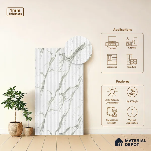 Stone Look LM 21439 8 ft x 4 ft Matte Finish Decorative Laminate - 1 mm | Suitable for TV Unit, Wardrobe, Kitchen Cabinets