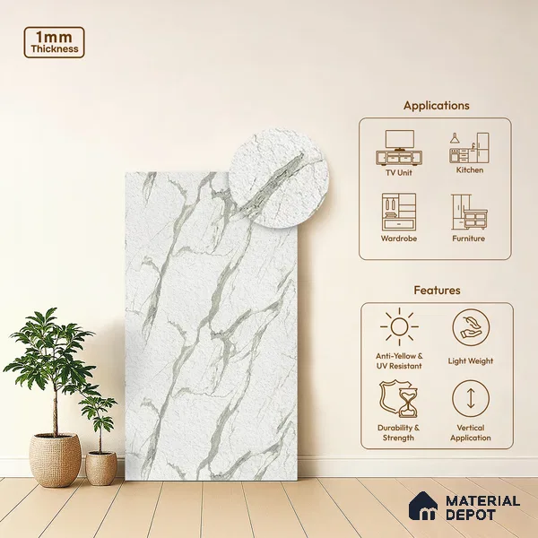 Stone Look LM 21440 8 ft x 4 ft Texture Finish Decorative Laminate - 1 mm | Suitable for TV Unit, Wardrobe, Kitchen Cabinets