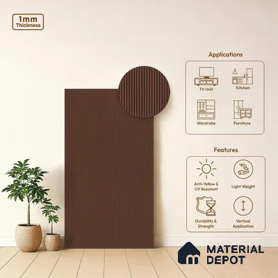 Wooden Fluted LM 21443 8 ft x 4 ft Texture Finish Decorative Laminate - 1 mm | Suitable for TV Unit,Wardrobe, Kitchen Cabinets