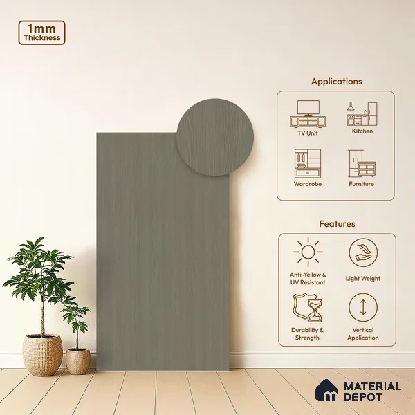 Wooden Look LM 21452 Ash Oak 8 ft x 4 ft Suede Finish Decorative Laminate - 1 mm | Suitable for TV Unit, Wardrobe, Kitchen Cabinets