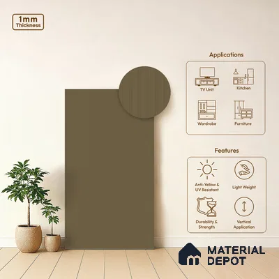Sandy Brown Fluted Solid Color LM 23721 8 ft x 4 ft Matte Finish Decorative Laminate - 1 mm | Suitable for TV Unit,Wardrobe, Kitchen Cabinets