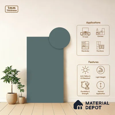 Sky Blue Solid Colors Look LM 23729 8 ft x 4 ft Matte Finish Decorative Laminate - 1 mm | Suitable for Living Room, Kitchen, Office