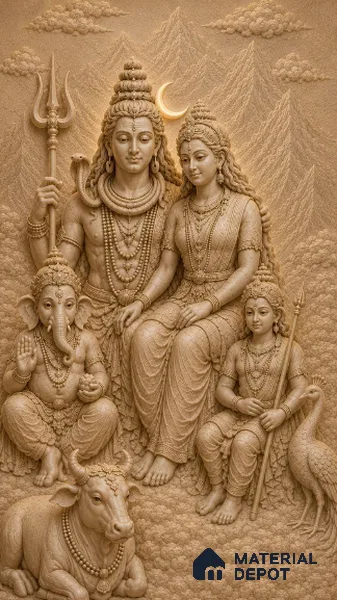 Divine Wall 6 ft x 3.6 ft CNC Made HDHMR Panel - 50 mm