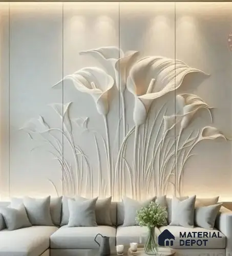 Duco Paintable Flower Decor 8 ft x 4 ft CNC Made HDHMR Panel - 25 mm