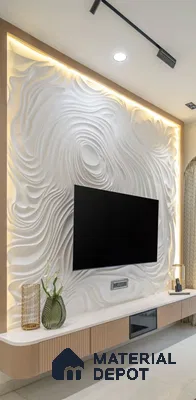 Fluid Wave 8 ft x 8 ft CNC Made HDHMR Panel - 25 mm