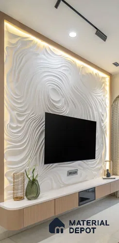 Fluid Wave 8 ft x 8 ft CNC Made HDHMR Panel - 25 mm