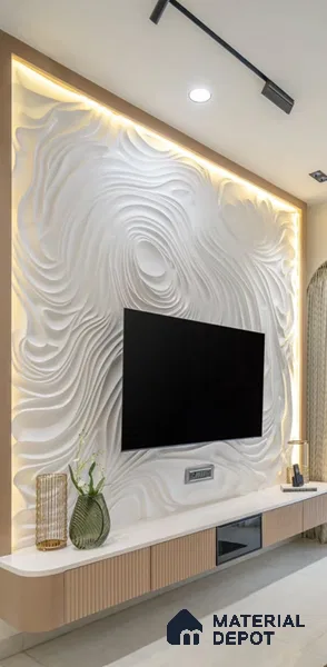 Fluid Wave 8 ft x 8 ft CNC Made HDHMR Panel - 25 mm
