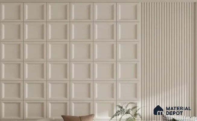 Duco Paintable Fluted Grid Pattern 8 ft x 8 ft CNC Made HDHMR - 18 mm ( 8 ft x 6 ft Grid | 8 ft x 2 ft Flute)