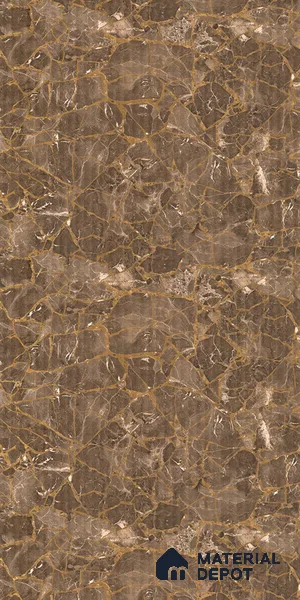 Marble Fluted Look LM 21110 B Mystro Goldine High Gloss Finish 8 ft x 4 ft Decorative Laminate - 1 mm | Suitable for TV Unit, Wardrobe, Kitchen Cabinets