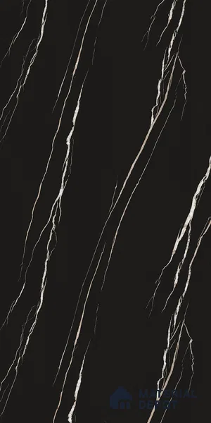 LM 21114 B Jet Black Marble Marble High Gloss Finish 8 ft x 4 ft Decorative Laminate - 1 mm | Suitable for TV Unit, Wardrobe, Kitchen Cabinets