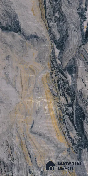 Grey Marble Look LM 23341 Dustfire Marble 8 ft x 4 ft High Gloss Finish 6H Anti Scratch Acrylic Laminate - 1.5 mm | Suitable for Kitchen Cabinet, TV Unit, Wardrobe