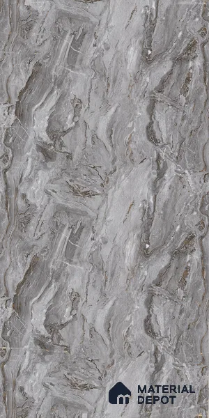 Silver Marble Look LM 23342 Silver Canyon 8 ft x 4 ft High Gloss Finish 6H Anti Scratch Acrylic Laminate - 1.5 mm | Suitable for Kitchen Cabinet, TV Unit, Wardrobe