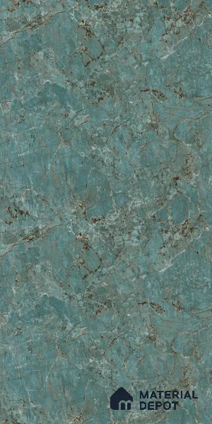 Green Marble Look LM 23343 Teal Granite 8 ft x 4 ft High Gloss Finish 6H Anti Scratch Acrylic Laminate - 1.5 mm | Suitable for Kitchen Cabinet, TV Unit, Wardrobe