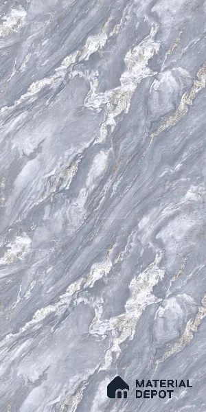 Grey Marble Look LM 23346 Blue Dusk Marble 8 ft x 4 ft High Gloss Finish 6H Anti Scratch Acrylic Laminate - 1.5 mm | Suitable for Kitchen Cabinet, TV Unit, Wardrobe