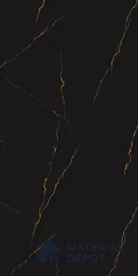 Black Marble Look LM 23347 Golden Rift 8 ft x 4 ft High Gloss Finish 6H Anti Scratch Acrylic Laminate - 1.5 mm | Suitable for Kitchen Cabinet, TV Unit, Wardrobe