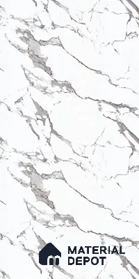 White Marble Look LM 23350 Luna Carrara 8 ft x 4 ft High Gloss Finish 6H Anti Scratch Acrylic Laminate - 1.5 mm | Suitable for Kitchen Cabinet, TV Unit, Wardrobe
