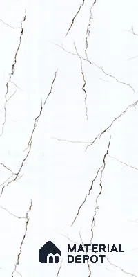 White Marble Look LM 23351 Crackle White 8 ft x 4 ft High Gloss Finish 6H Anti Scratch Acrylic Laminate - 1.5 mm | Suitable for Kitchen Cabinet, TV Unit, Wardrobe