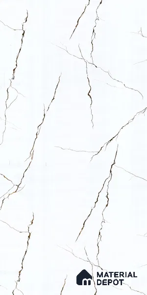 White Marble Look LM 23351 Crackle White 8 ft x 4 ft High Gloss Finish 6H Anti Scratch Acrylic Laminate - 1.5 mm | Suitable for Kitchen Cabinet, TV Unit, Wardrobe