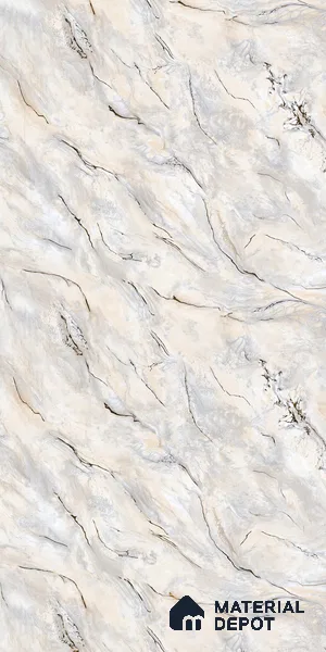 Multi Colour Marble Look LM 23353 Ivory Drift 8 ft x 4 ft High Gloss Finish 6H Anti Scratch Acrylic Laminate - 1.5 mm | Suitable for Kitchen Cabinet, TV Unit, Wardrobe