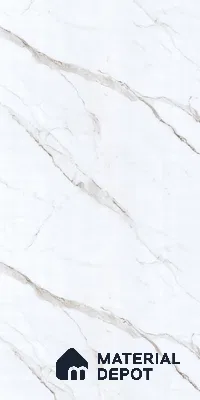 White Marble Look LM 23355 Pietra Lino 8 ft x 4 ft High Gloss Finish 6H Anti Scratch Acrylic Laminate - 1.5 mm | Suitable for Kitchen Cabinet, TV Unit, Wardrobe