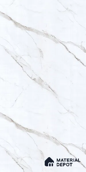 White Marble Look LM 23355 Pietra Lino 8 ft x 4 ft High Gloss Finish 6H Anti Scratch Acrylic Laminate - 1.5 mm | Suitable for Kitchen Cabinet, TV Unit, Wardrobe