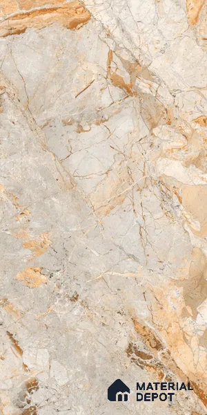 Brown Marble Look LM 06185 8 ft x 4 ft Glossy Finish Decorative Laminate - 1 mm | Suitable for TV Unit, Wardrobe, Kitchen Cabinets